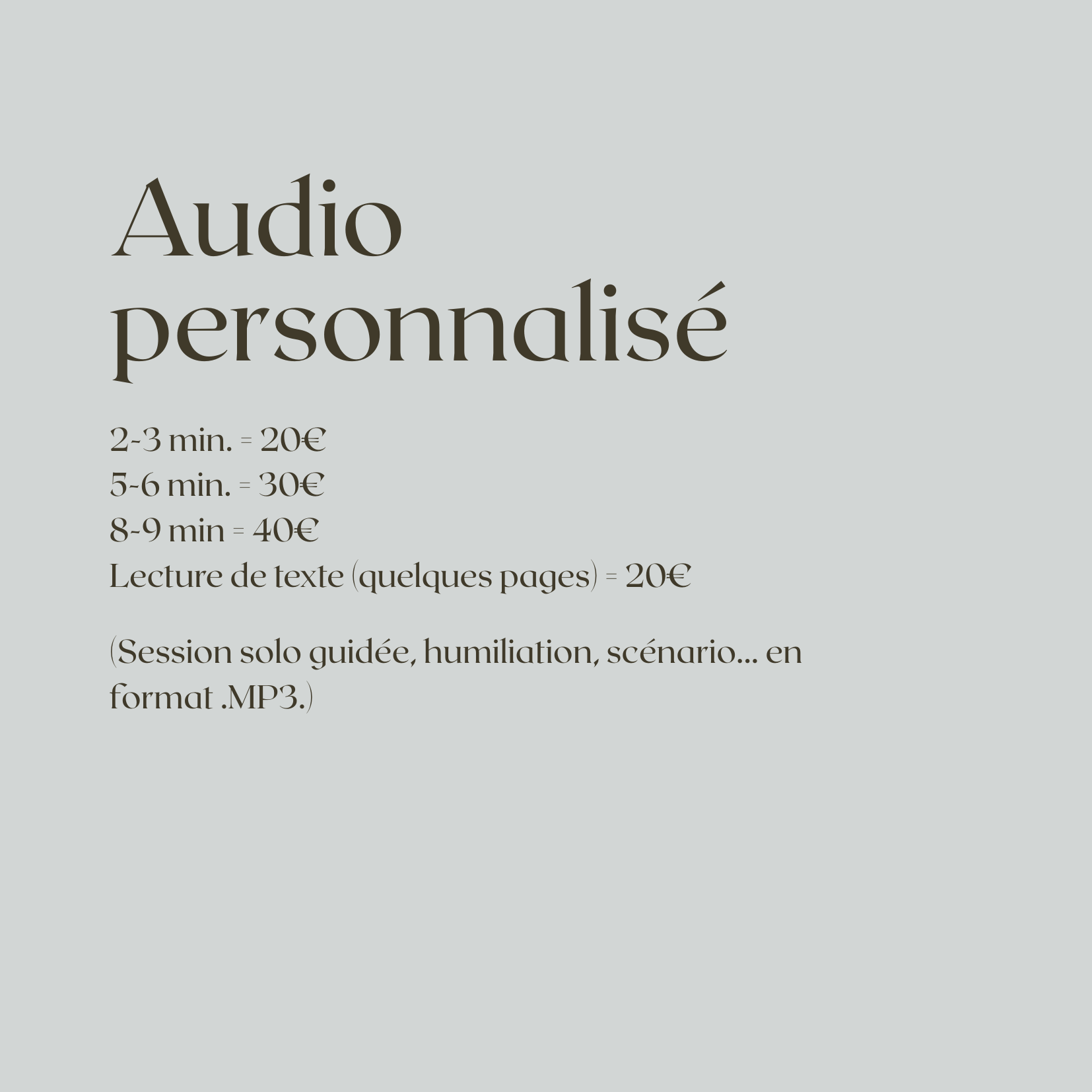 Audio personnalisé (8-9 min.)