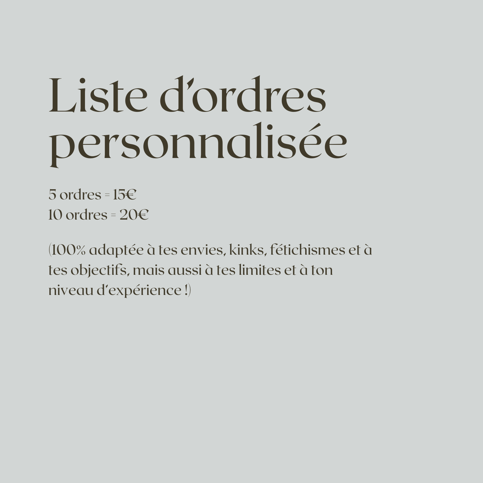 Liste d'ordres personnalisée (10 ordres)