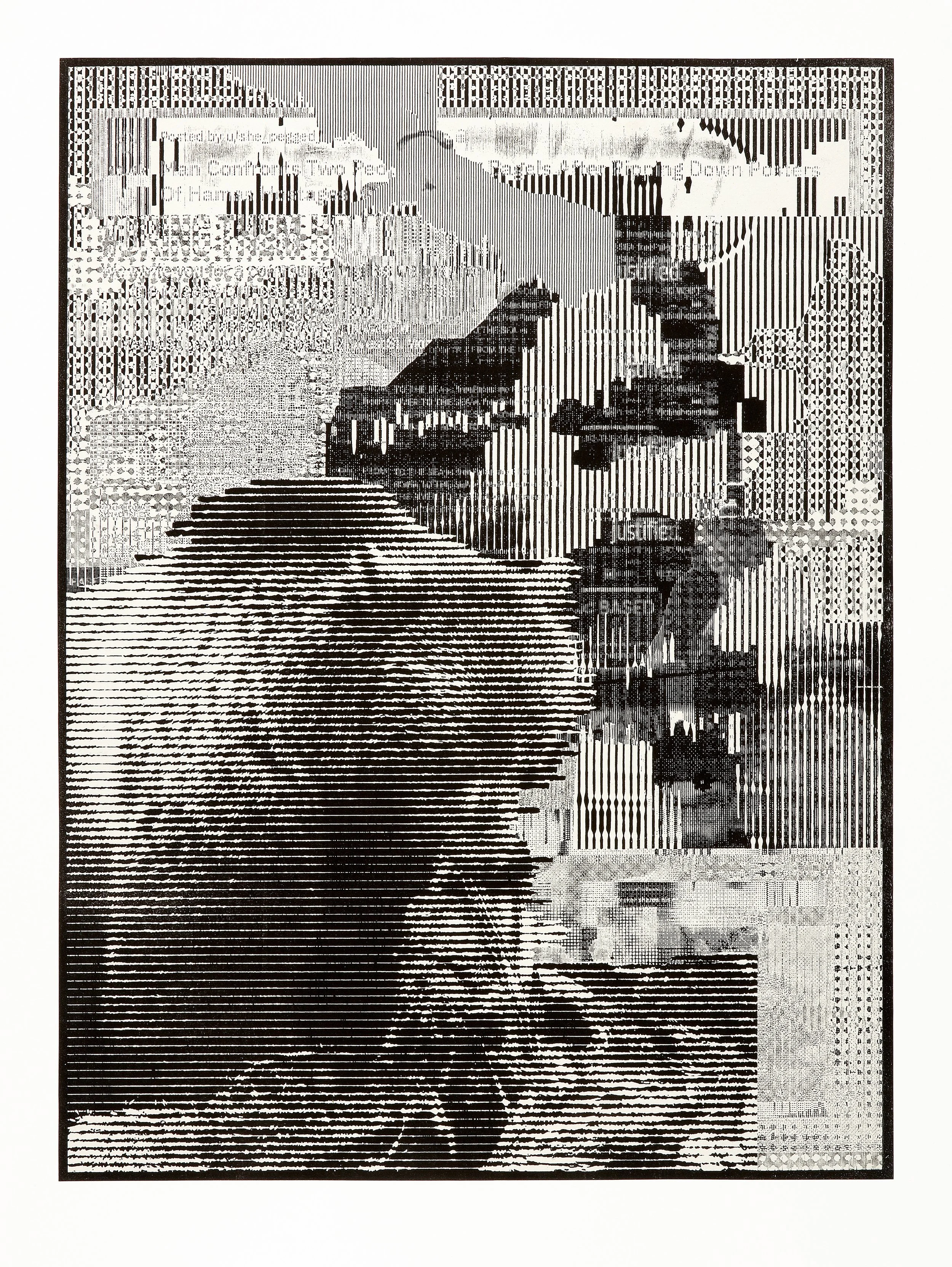 JUSTIFIED (2023) Lasercut relief with chine-collé

