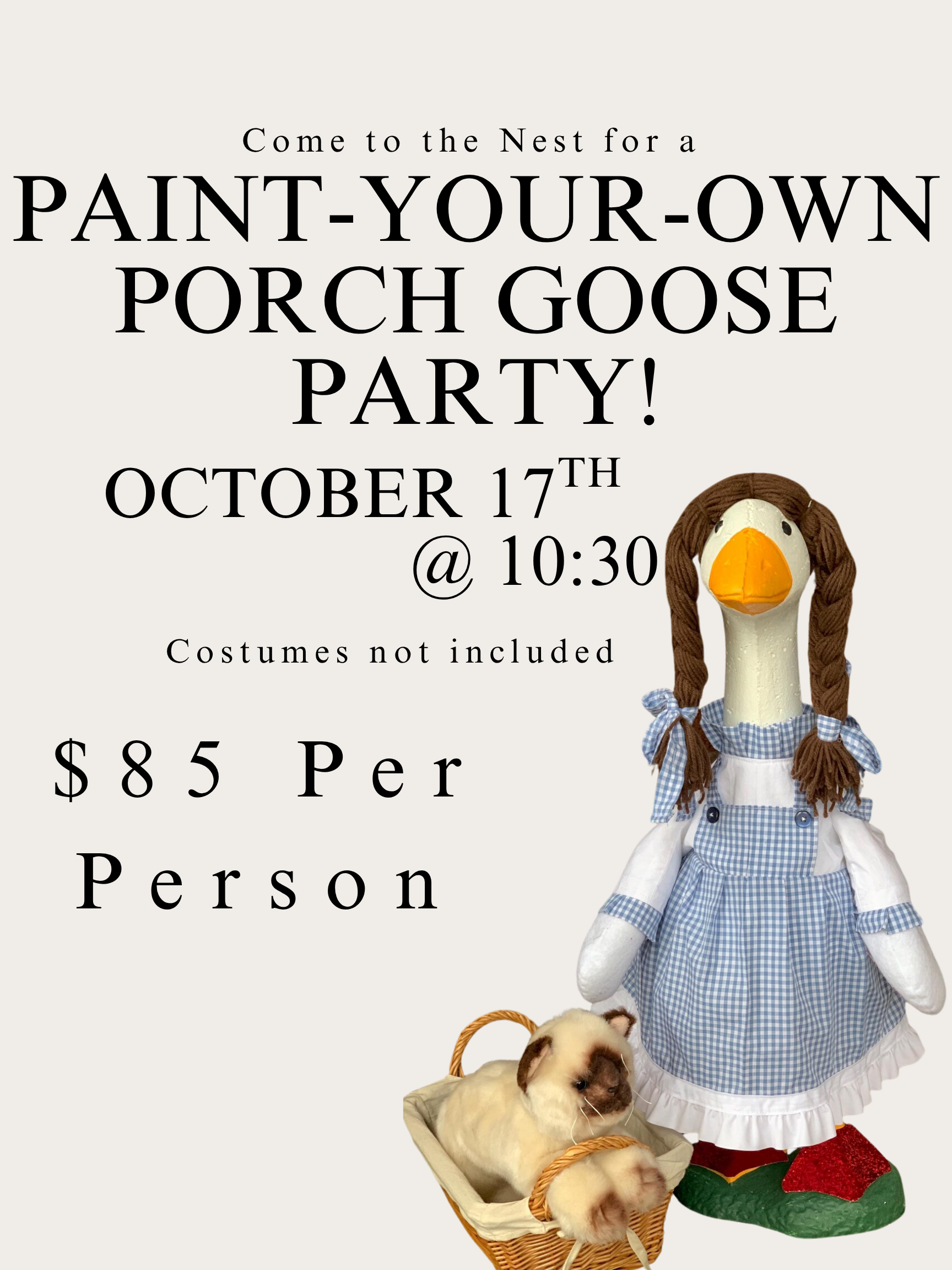 DIY Porch Goose Class! October 17th @ 10:30