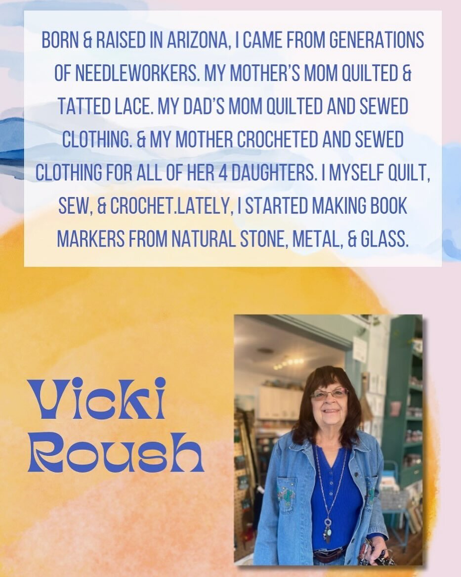Vicki has been around the shop for a month or so but I&rsquo;ve just got around to making her bio. We love her beaded book marks and all her crocheted goodies! Can&rsquo;t wait to see what she makes in 2024!