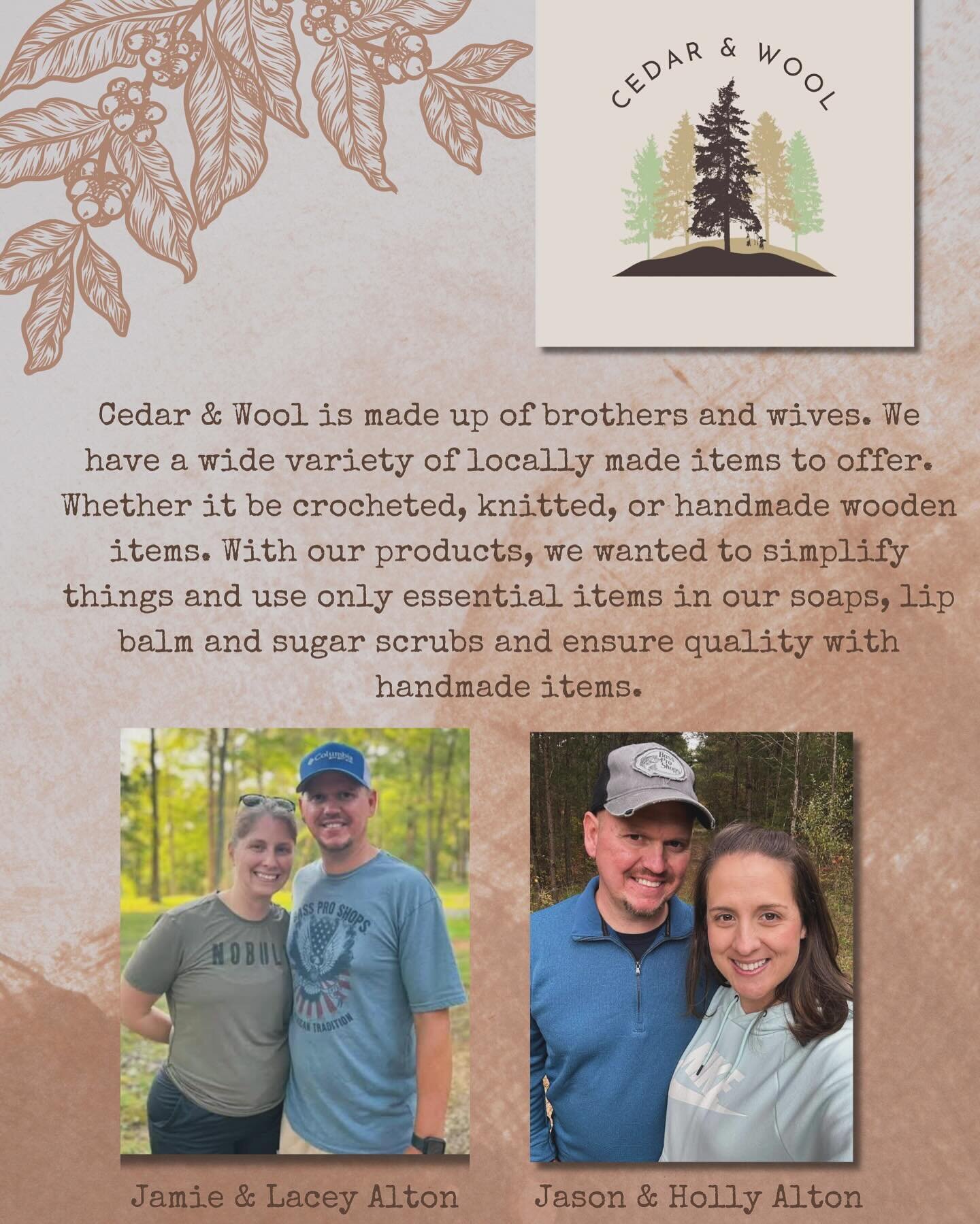 The Alton&rsquo;s are new to the shop this week! Come grab some last minute Christmas gifts from Cedar &amp; Wool! So local that they can tell you which trees they cut to make their keepsake boxes!