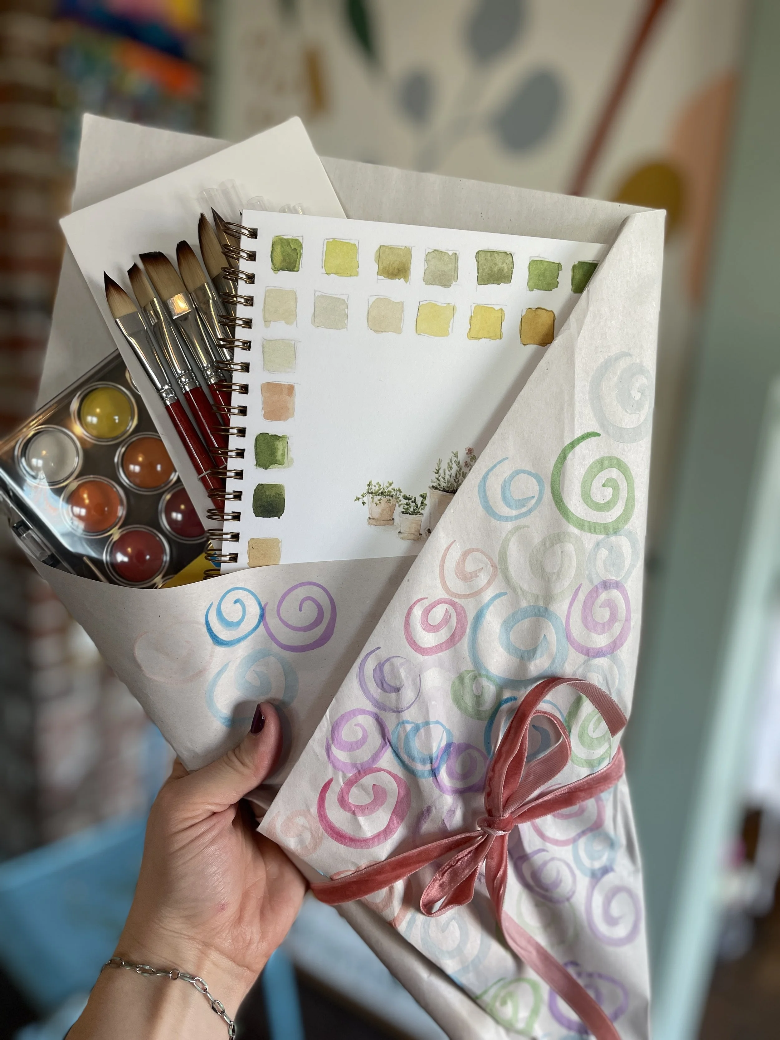 Water Color Set Valentines Bouquet