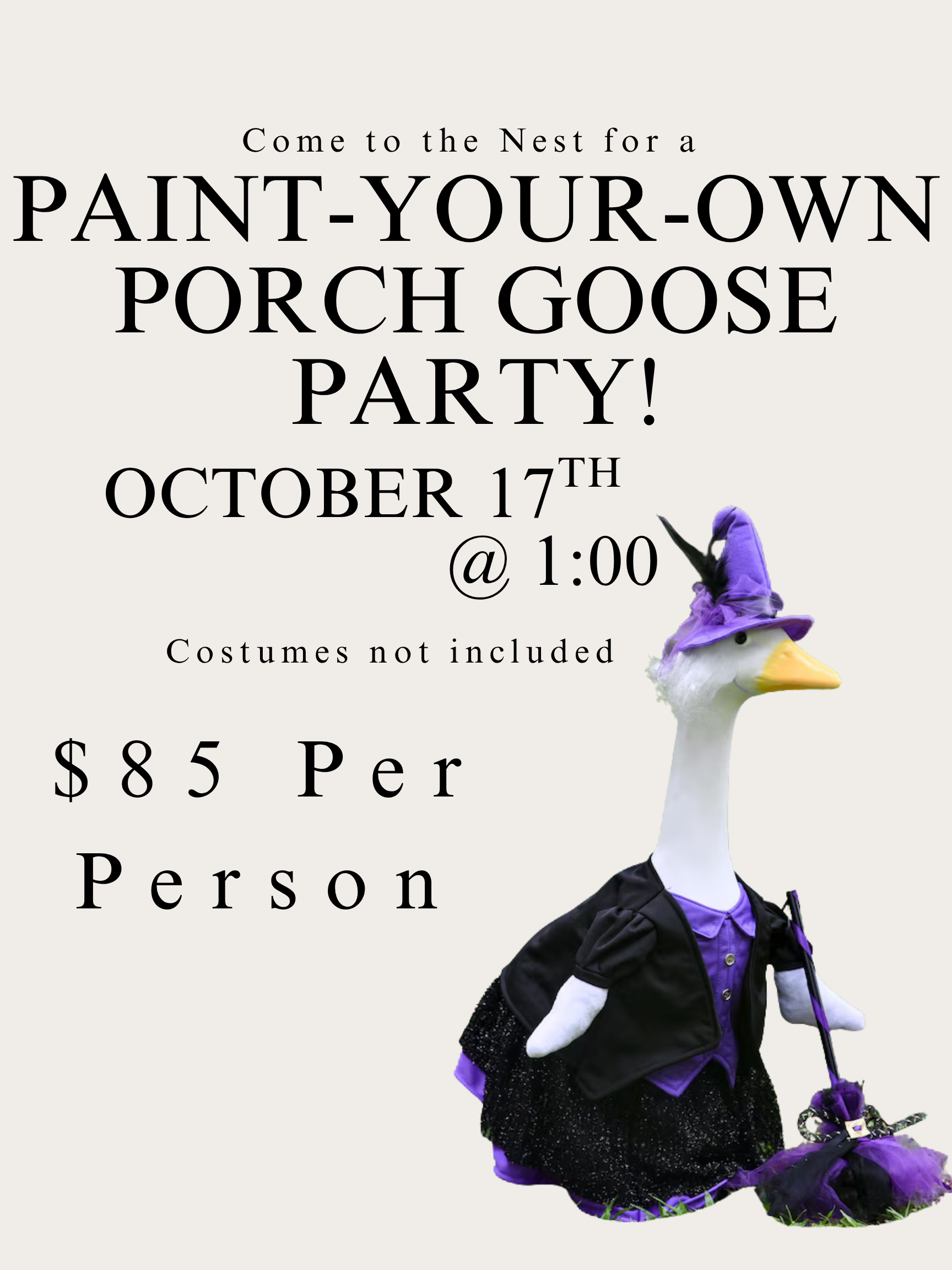 DIY Porch Goose Class! October 17th @ 1:00