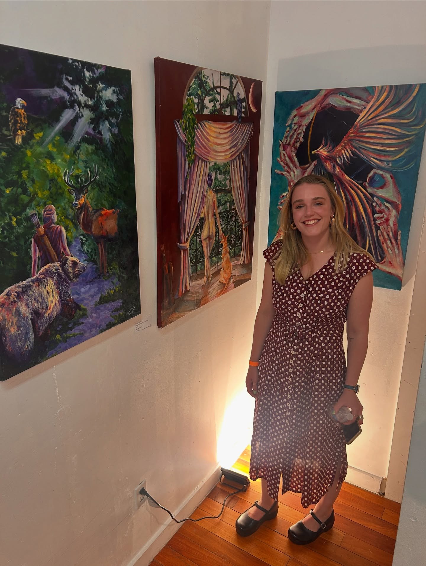 Baby&rsquo;s first gallery show! Thank you to all my friends for coming and supporting me and THANK YOU AND I LOVE YOU to @kris_g_georgiev for unpacking the whole car and getting me food so I could fix my road trip war torn nails before the show ❤️❤️