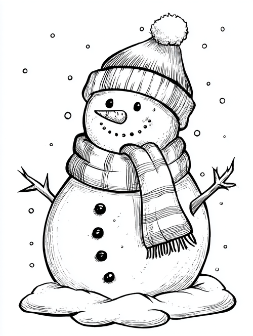 Snowman Colouring Page | Free Printable Christmas Snowman for Kids ...