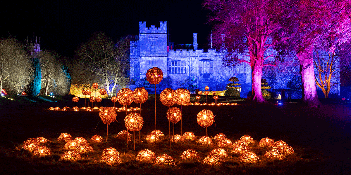 Spectacle of Light Sudeley Castle 2025, Sudeley Castle Christmas light trail, Sudeley Castle Spectacle of Light event, Christmas lights at Sudeley Castle Winchcombe, festive castle light trail Gloucestershire, after dark Christmas