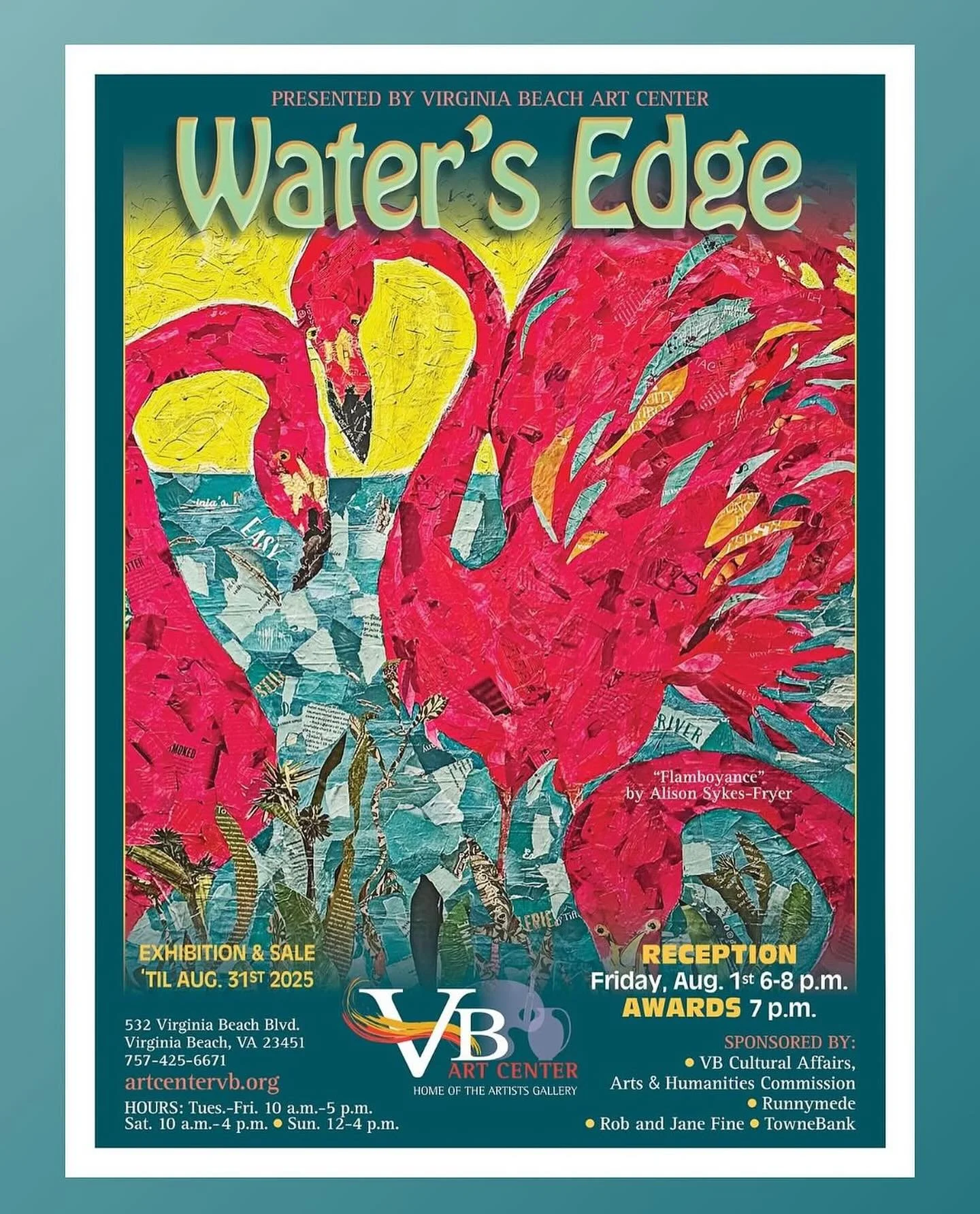 Honored to have two pieces hung in the show &ldquo;Waters Edge&rdquo; at @artvabeach They will be there until the end of August!