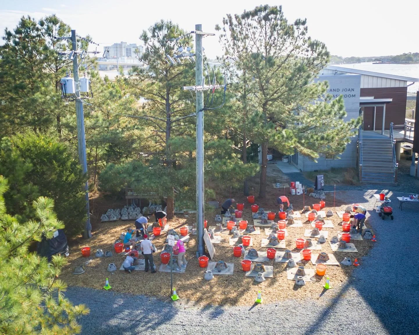 Good morning for reef ball work! Bad morning for drone shooting. At least I got one! Progress! 
*
*
*
#reefballconstruction @suemanganphotography @cbf_virginia #savethebay