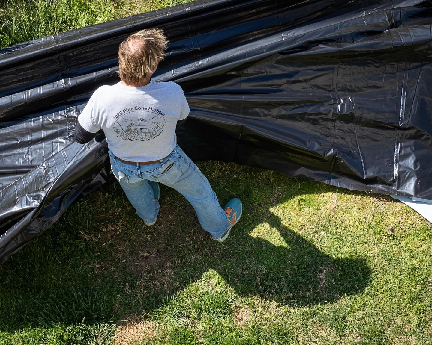 Turf removed, weed prevention in place, planting scheduled!!! 
*
*
*
@cbf_virginia #hamptonva #shorelinebufferprep #shadow @suemanganphotography #savethebay