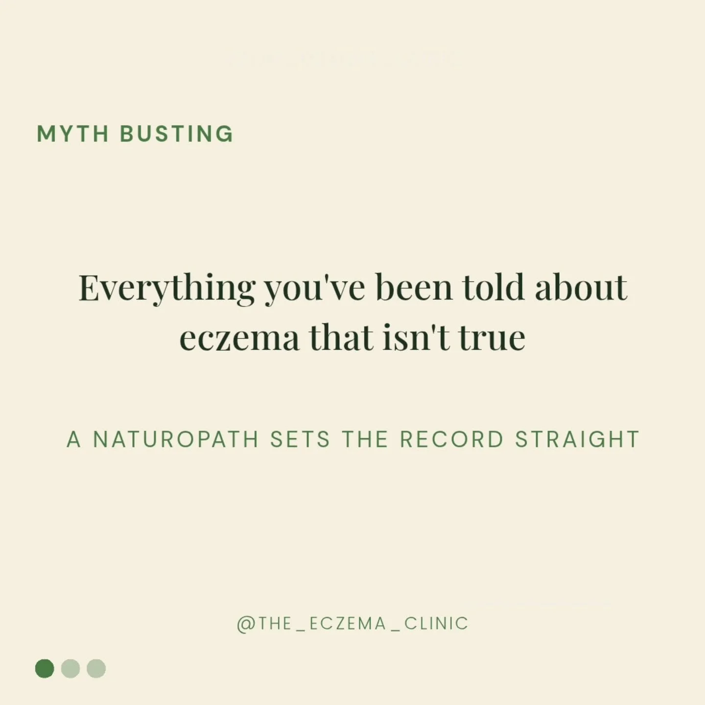 Some of the most common things people are told about eczema are simply not true - and it's keeping them stuck in a cycle of managing symptoms rather than actually healing. Swipe through for 5 myths I hear most often in clinic and the truth behind eve