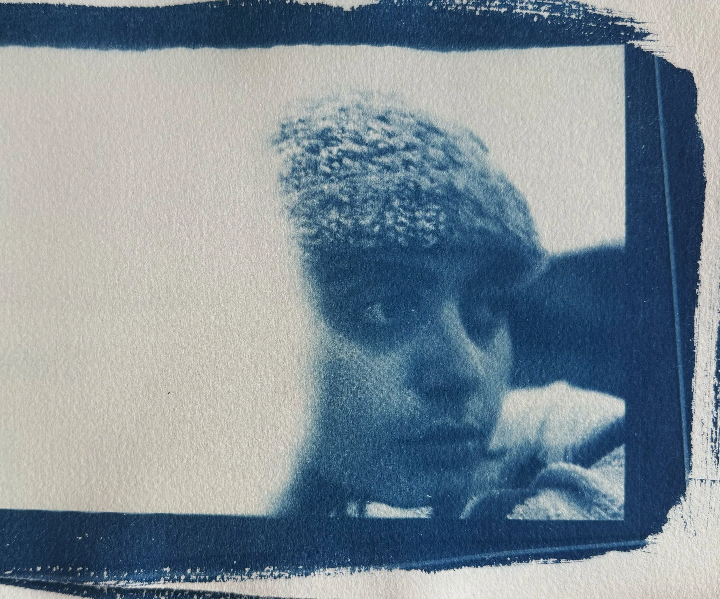 self portrait cyanotype on paper, 2024