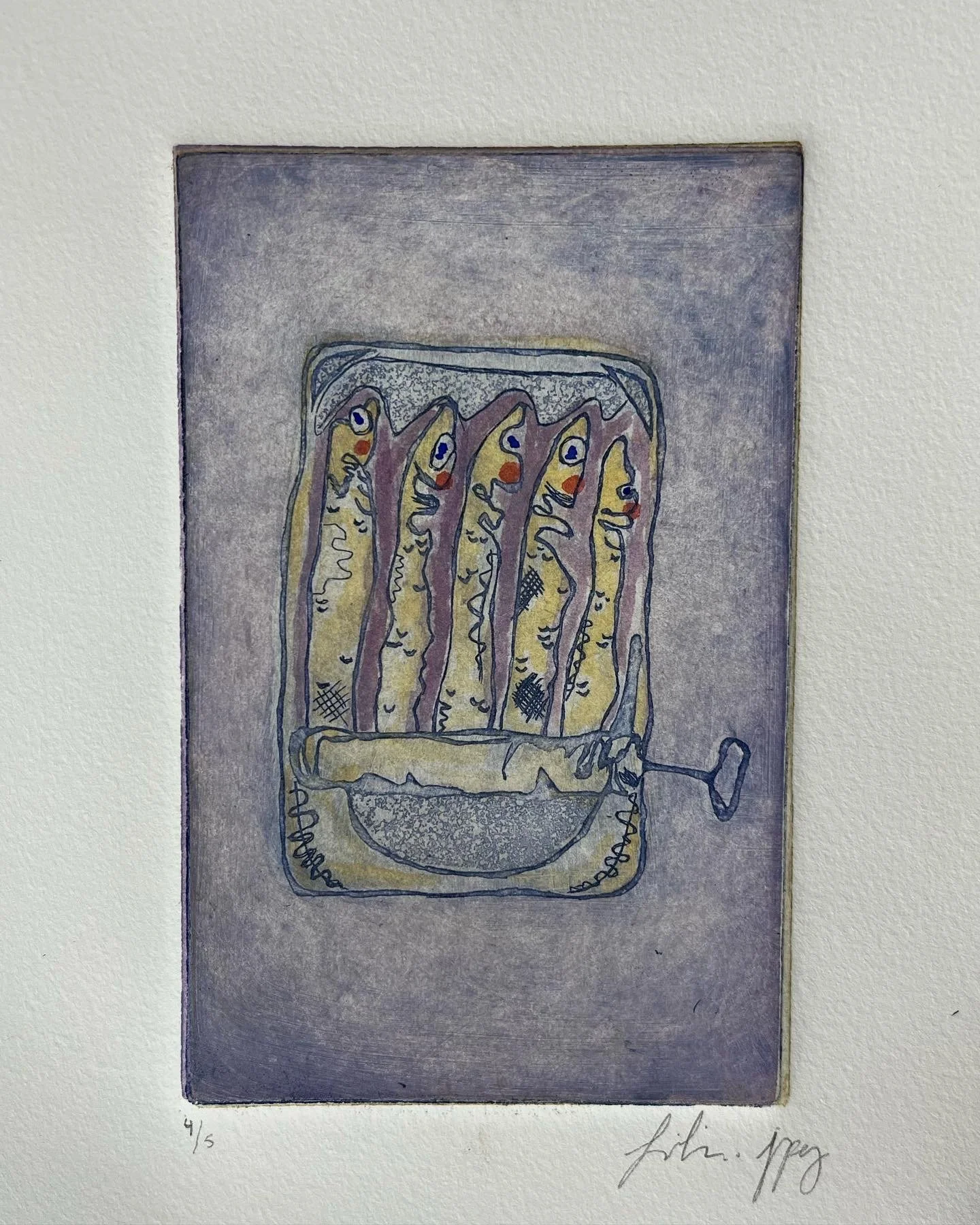 sardines copper plate print on paper, 2023