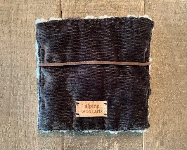 Back view of panel with dark brown cotton velvet backing.