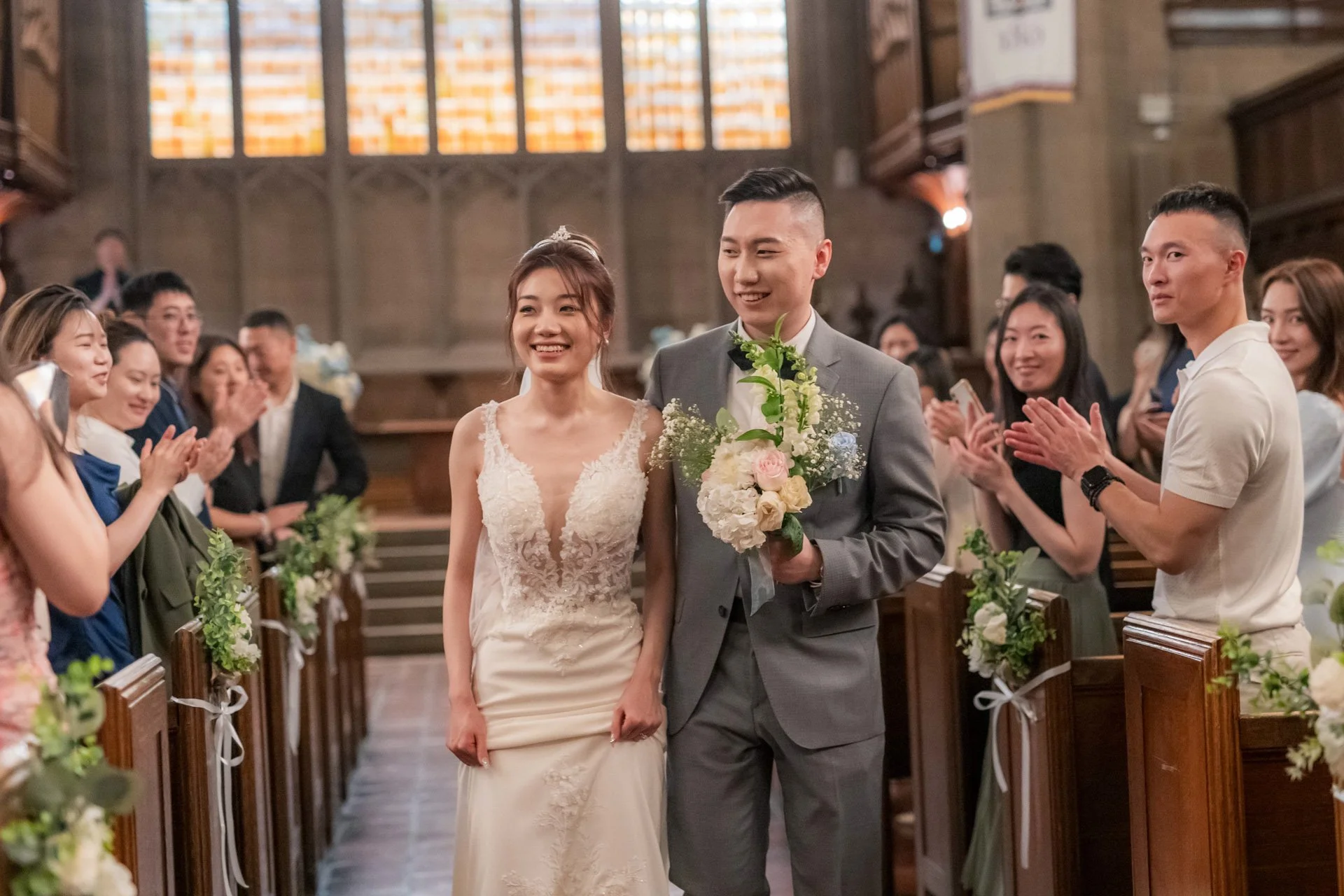 candid-bride-groom-walking-down-aisle-toronto