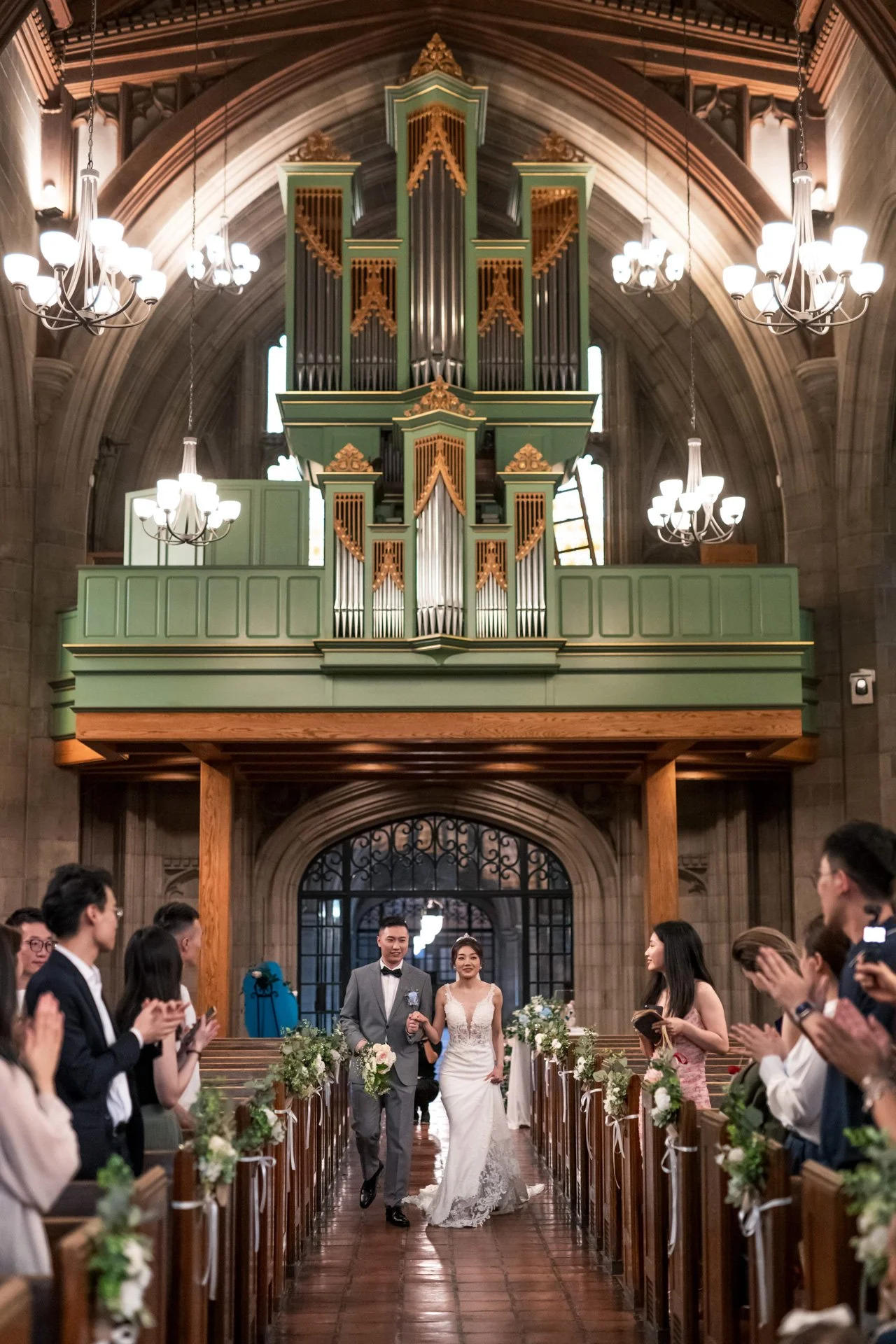 knox-college-organ-pipes-wedding-exit
