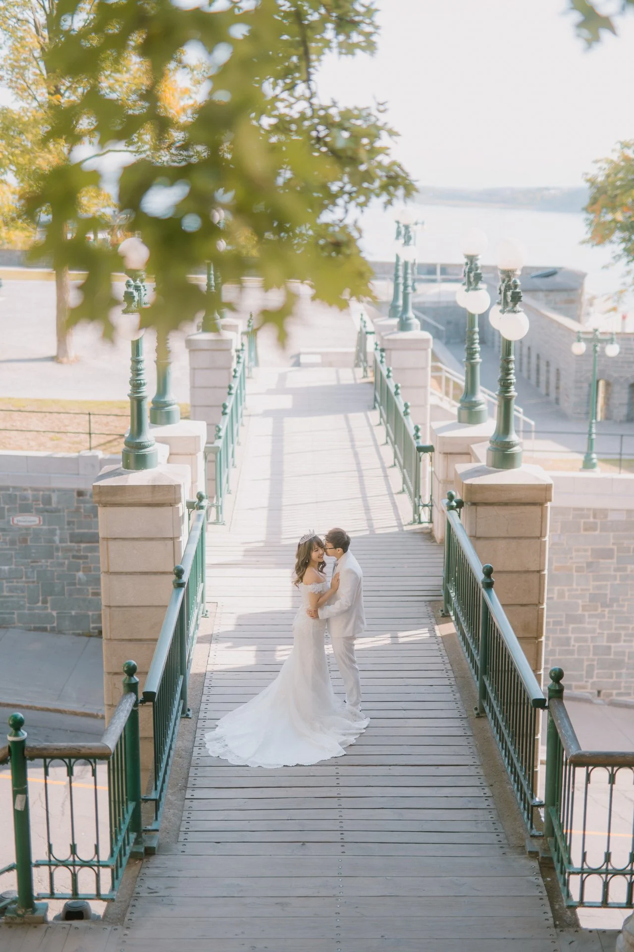 Couple on the wooden bridge/walkway