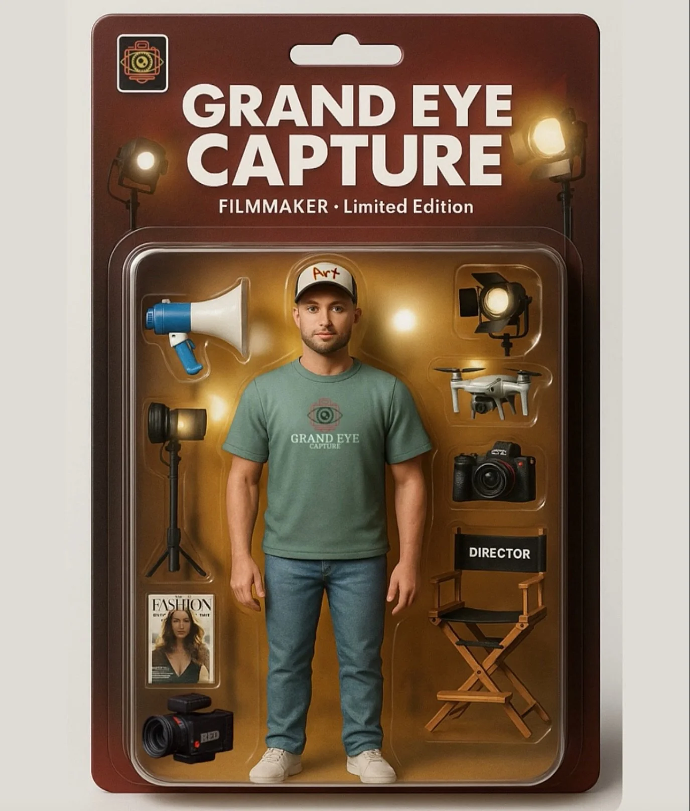 Limited Edition. One of one.
Crafted by hustle, powered by vision.
The &lsquo;Grand Eye Capture&rsquo; series begins now.
Director. Creator. Icon.

#grandeyecapture #filmmakertoy #limitededition #visualstoryteller
