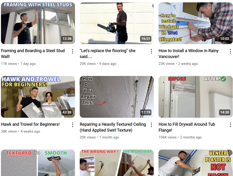 Best DIY/Construction Youtube Channels
