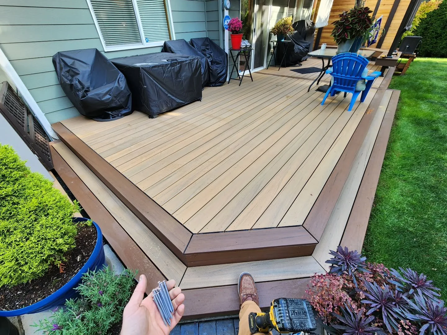 Out here doing a little warranty work for some loose deck boards due to a fastener issue. Because my 5-Yr &quot;No Worries&quot; Labor and Materials Warranty means just that. You're covered, no charge, no worries.