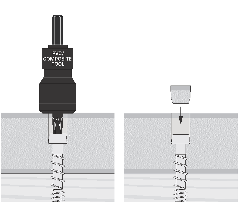 composite deck screw plug diagram