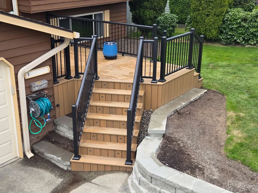 TimberTech front porch with aluminum railings in Everett, WA