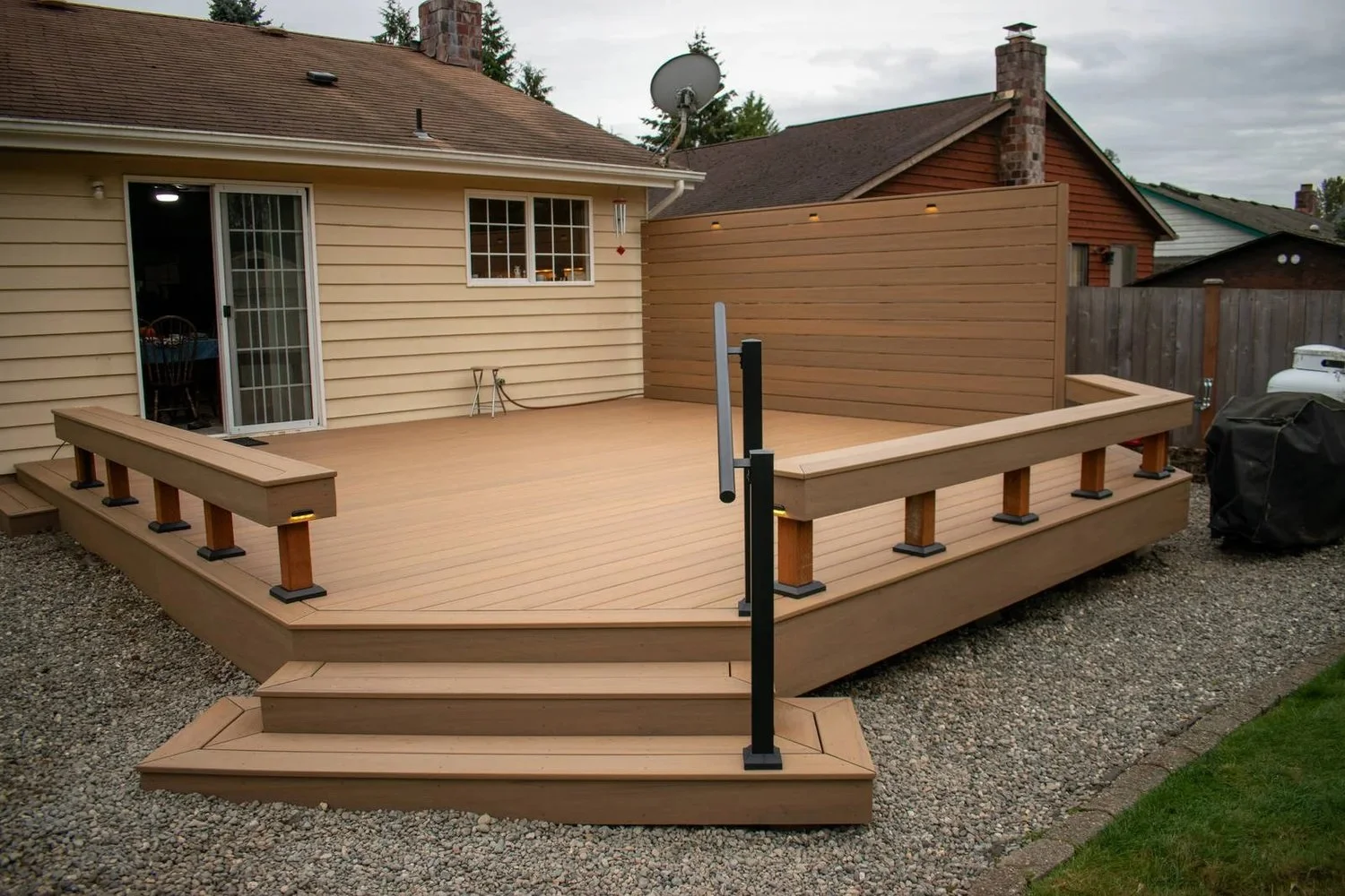 Composite deck replacement with wide steps in Everett, WA