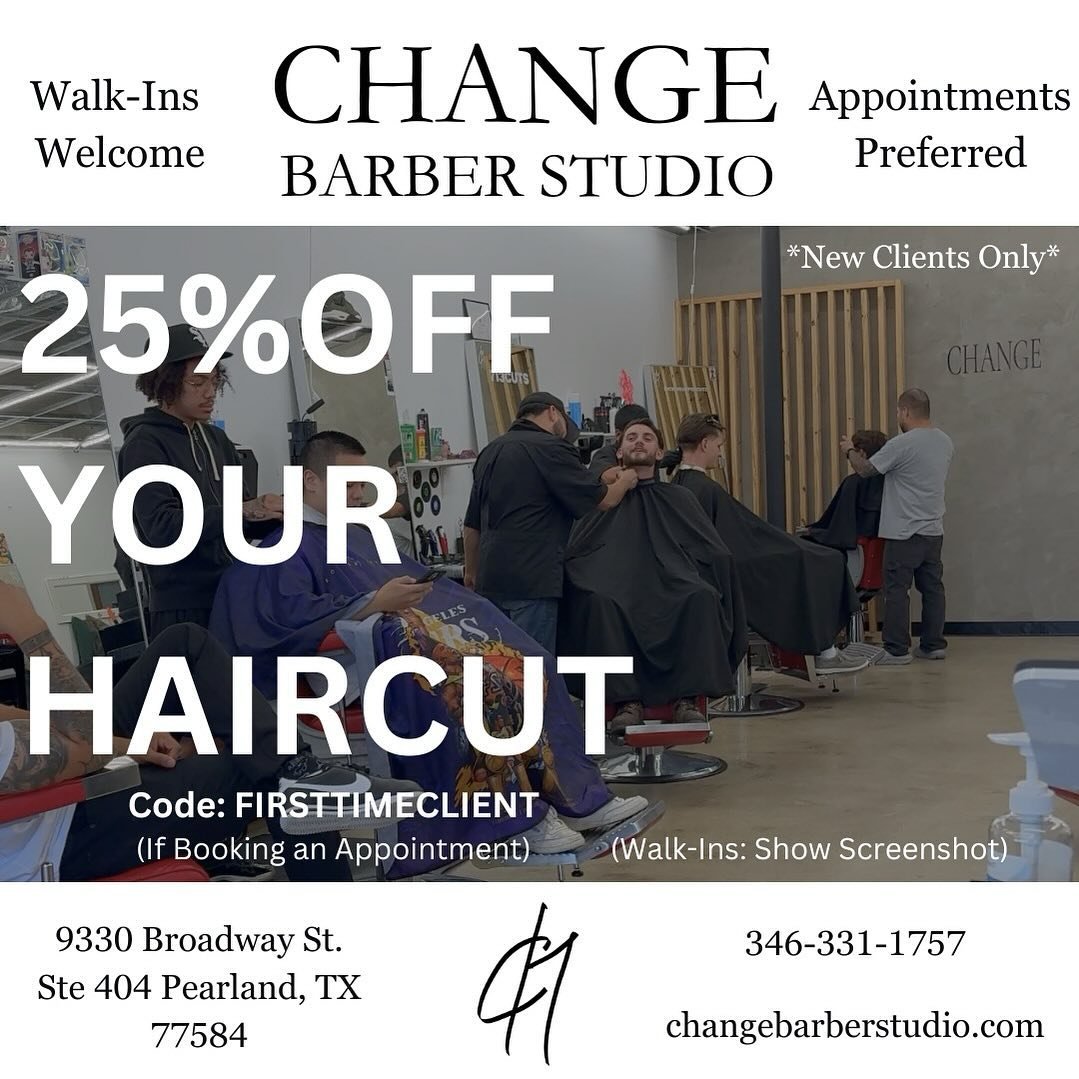 Looking for a New Barbershop? Enjoy 25% Off Your Haircut on Us! Use Code FIRSTTIMECLIENT when booking an appointment. Or Walk In and Show us this Screenshot