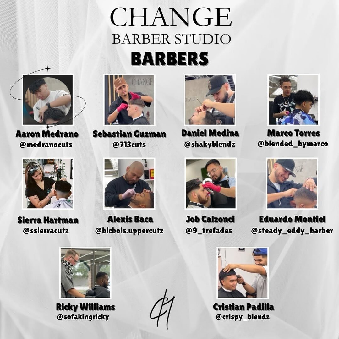 Our Barbers!💈

📍@changebarberstudio | Pearland, TX

Made by @hecdelagarza 🙏