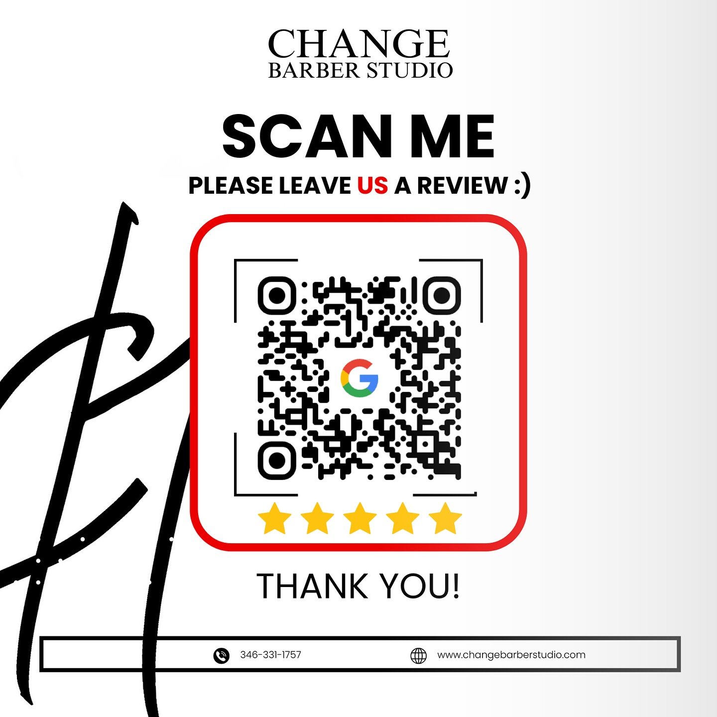 Enjoyed your visit? Leave us a 5-star review! Your feedback means the world to us and helps others find their perfect cut. Thank you for your support! @changebarberstudio 

https://g.page/r/CYhKN_t6eL3CEBM/review