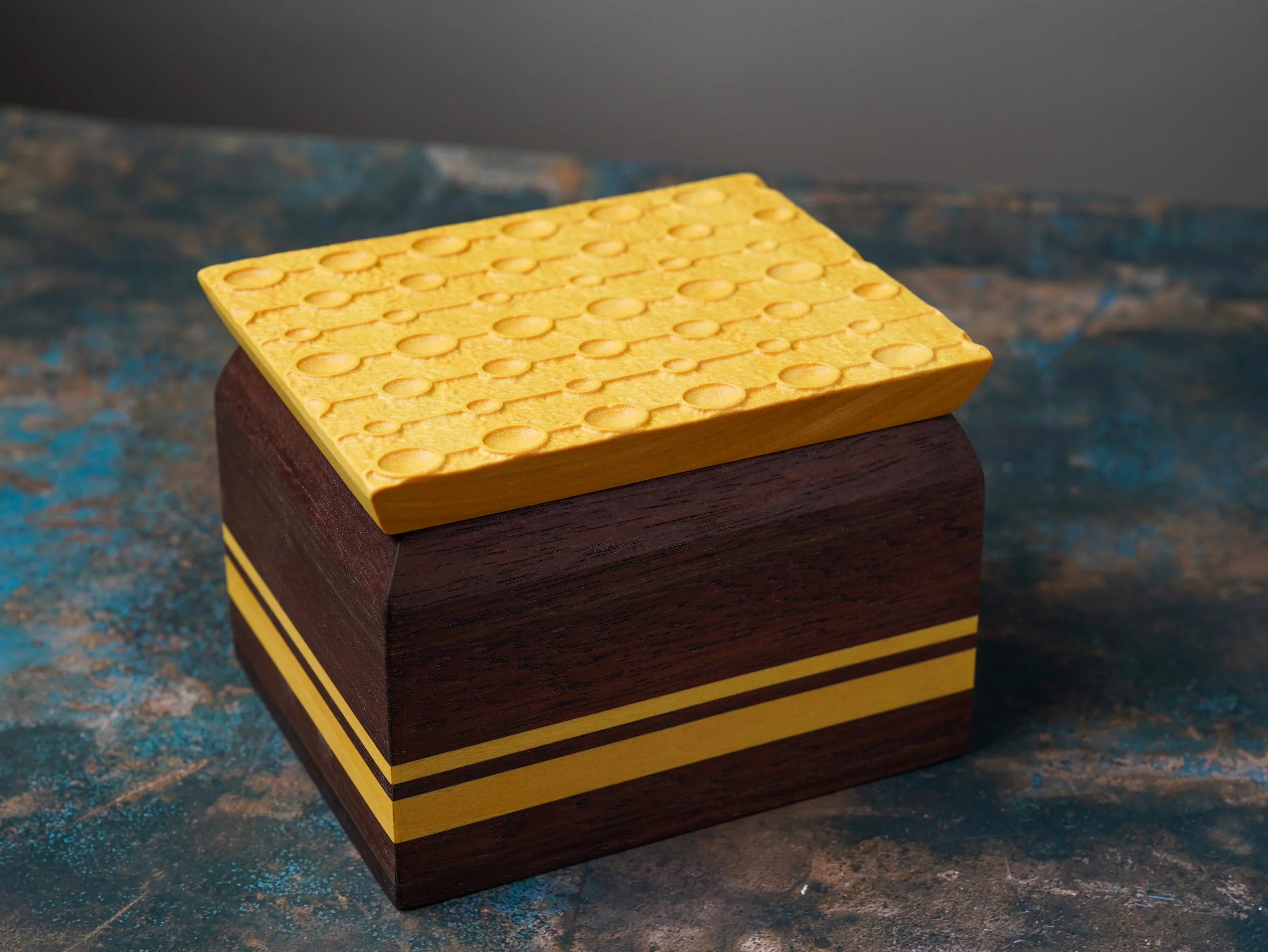 Elegant Wooden Salt Cellar with Textured Lid