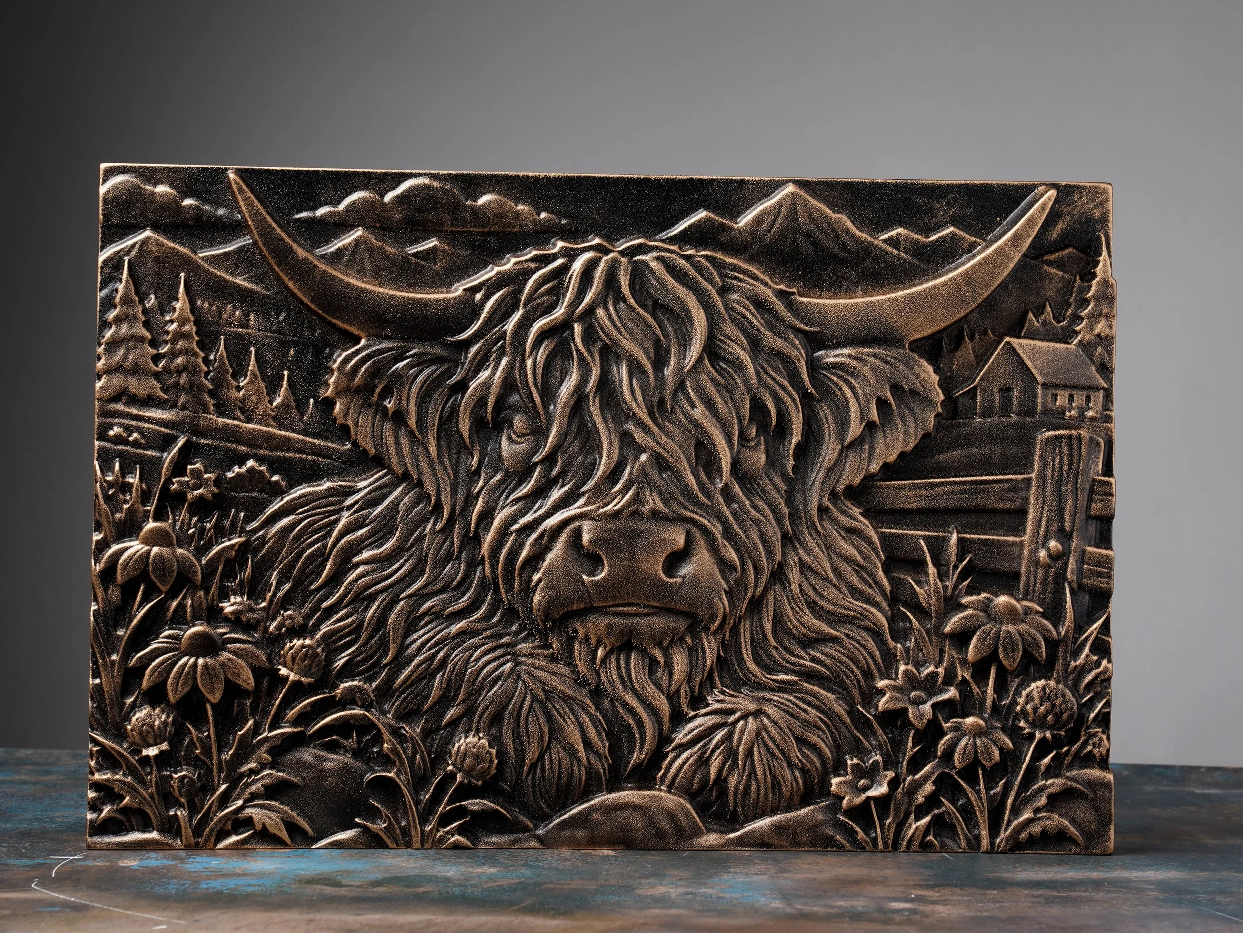 Highland Cow Wooden Wall Art - Rustic Décor