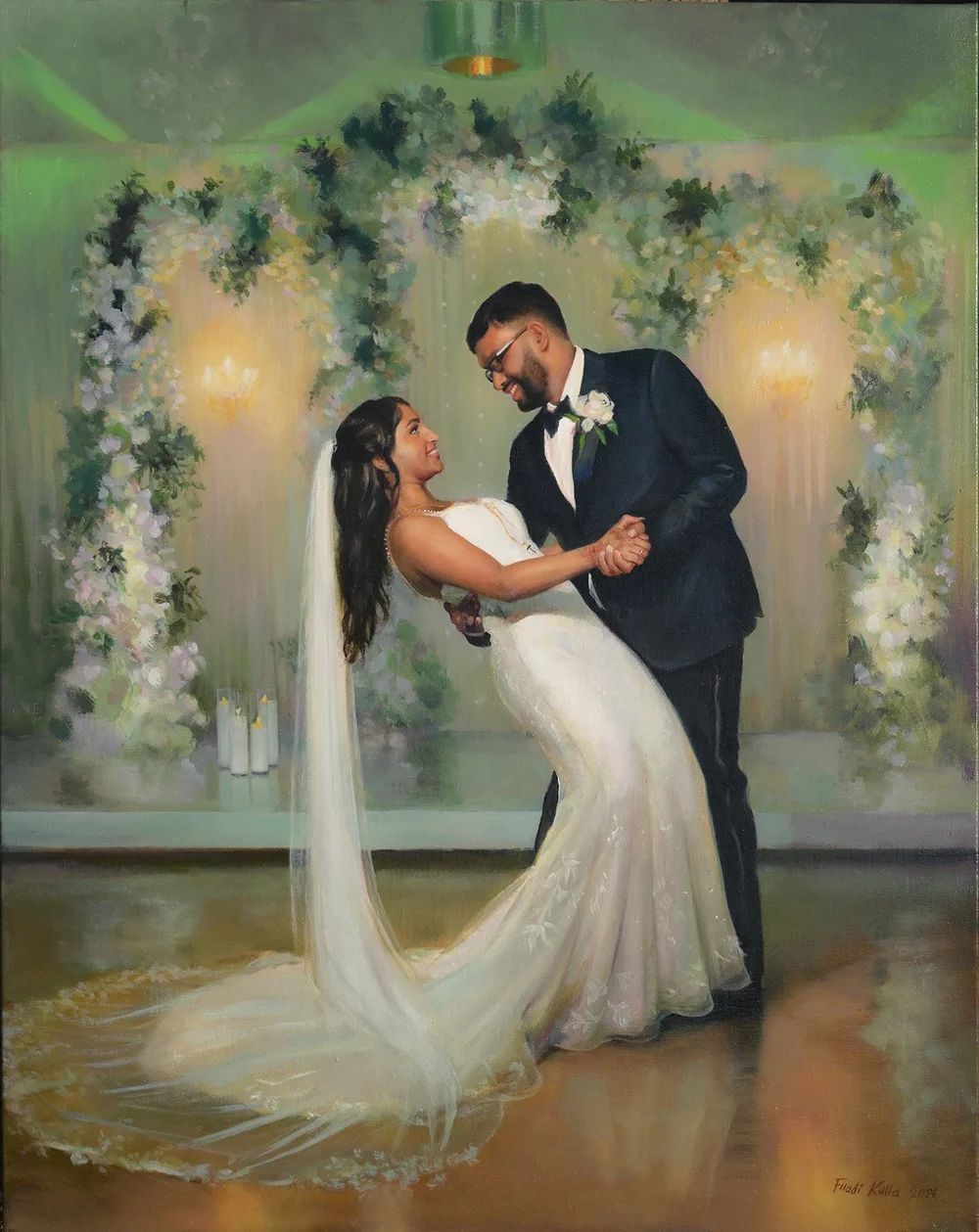 Sharon and Alvin wedding painting at Westmount Country Club in Woodland Park, New Jersey by Flladi Kulla