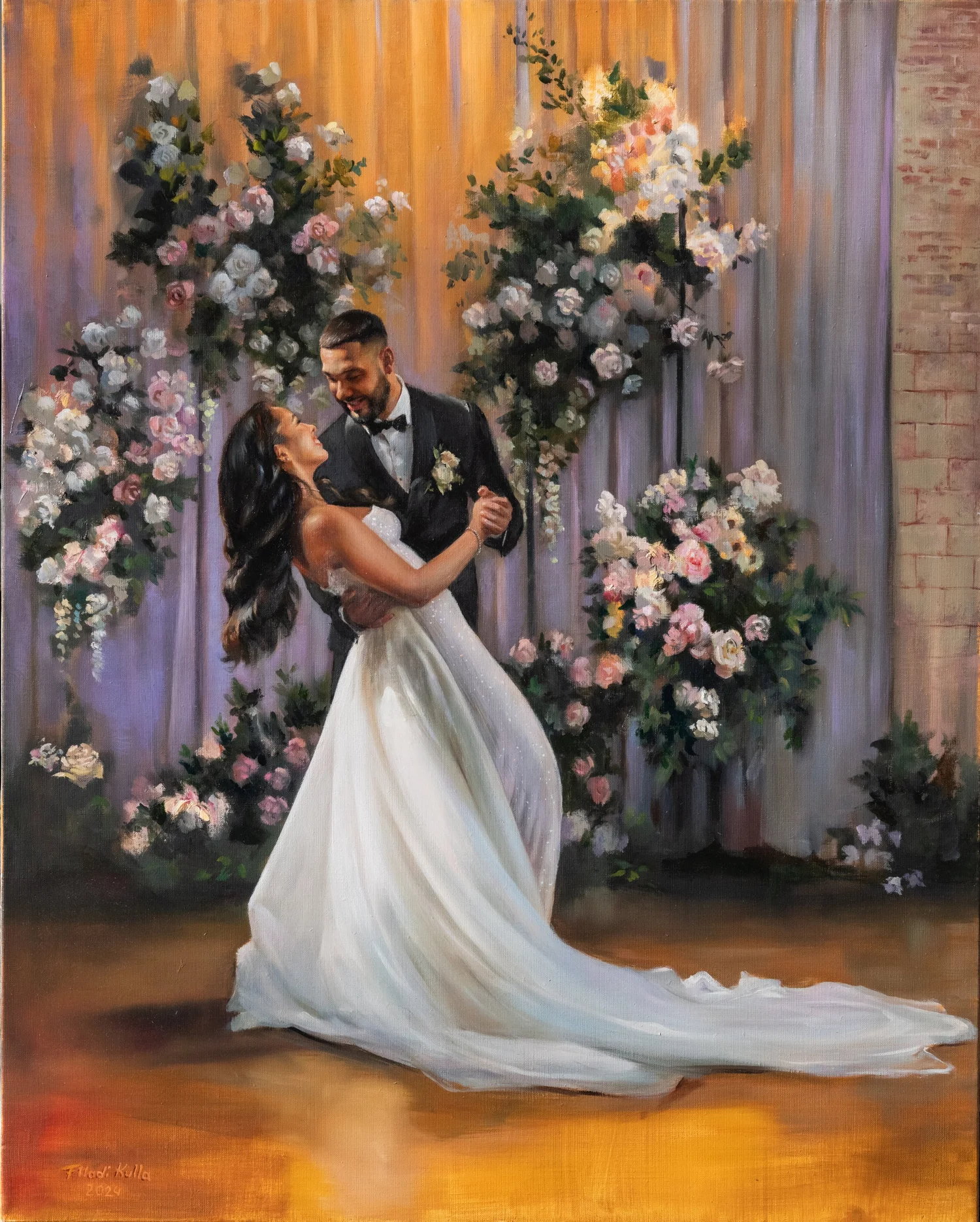 Maleni and Chicklet wedding painting at Brooklyn Winery in New York by Flladi Kulla