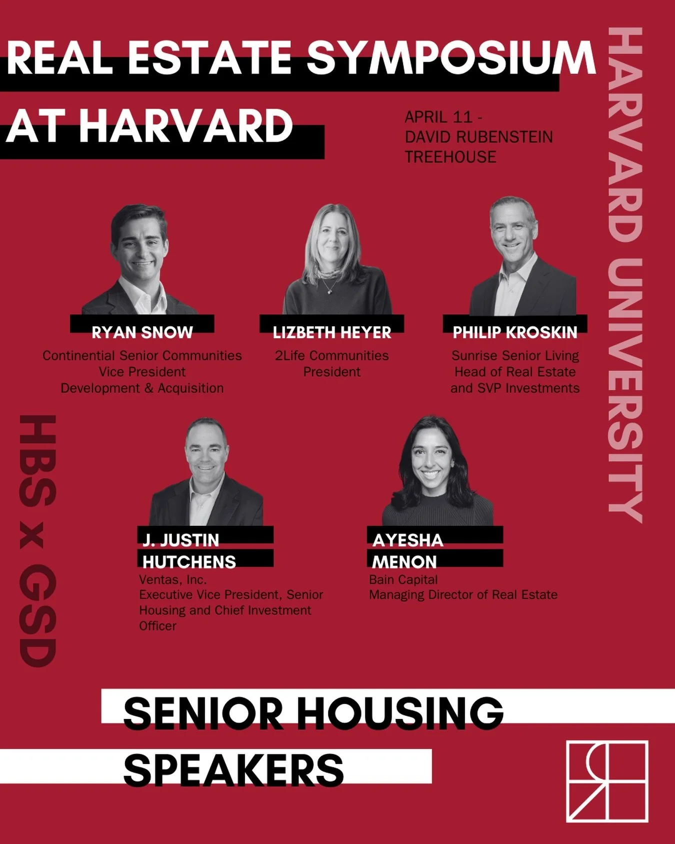 🏛️ Meet the minds shaping the future of Senior Housing! We&rsquo;re thrilled to welcome our incredible panel to the Real Estate Symposium at Harvard University on April 11 at the David Rubenstein Treehouse.

Ryan Snow (Continential Senior Communitie