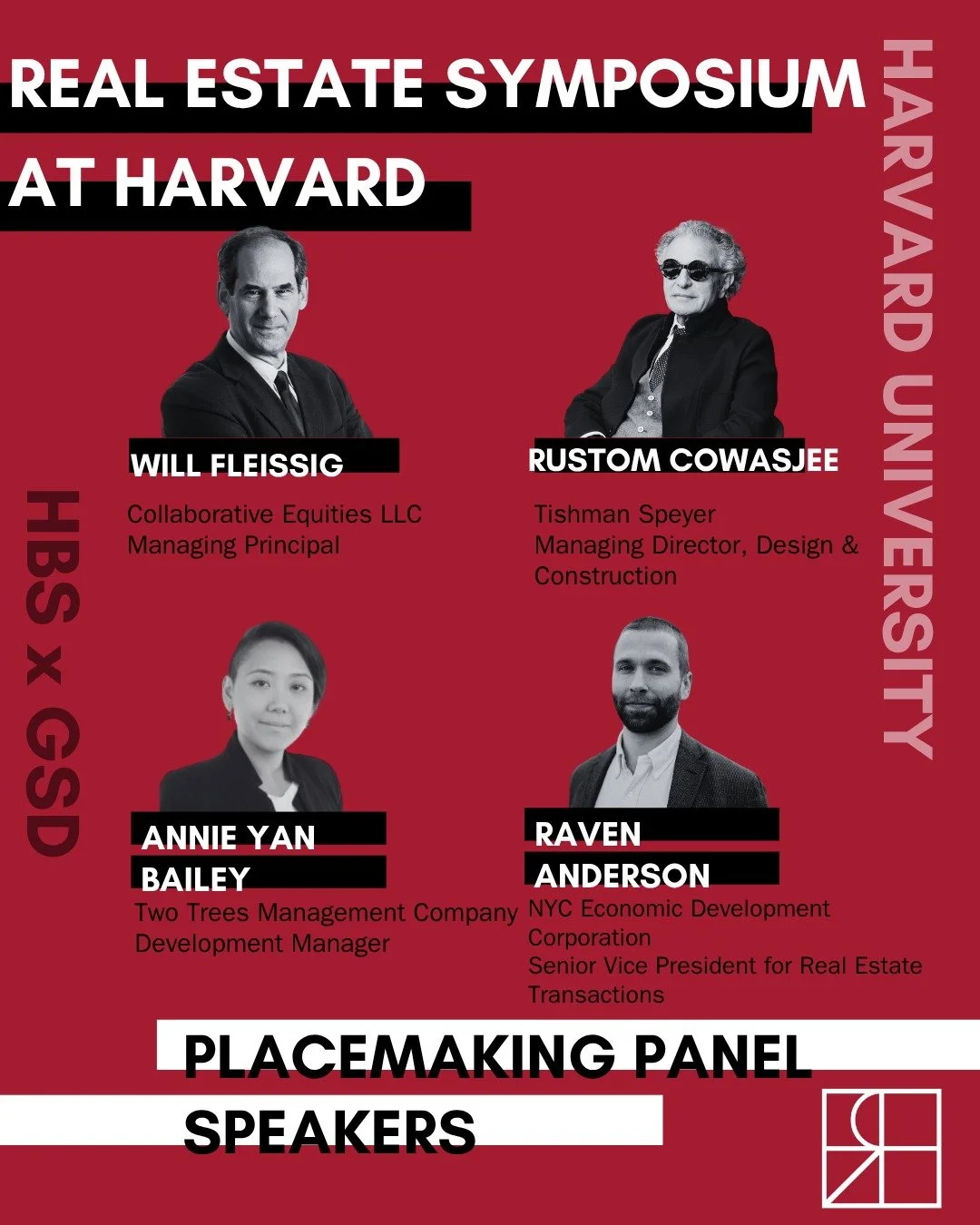 Great places don't happen by accident, they're built by people like these. 🏙️

We're thrilled to announce our Placemaking Panel speakers for the Real Estate Symposium at Harvard, moderated by William (Will) Fleissig of Collaborative Equities LLC , a