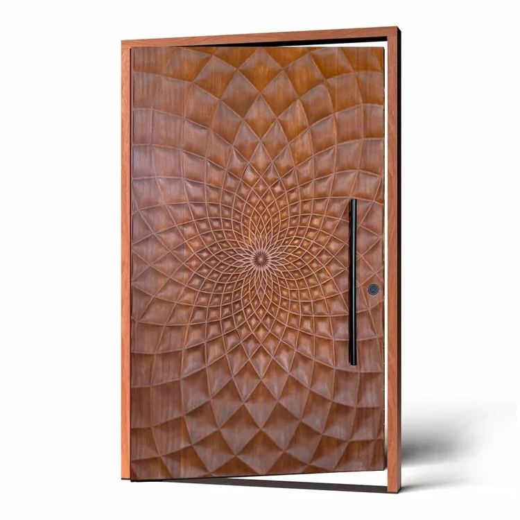 Fibonacci carved wood door