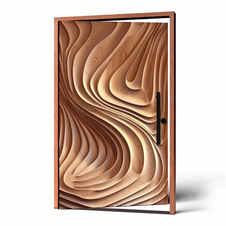 Flow carved wood door