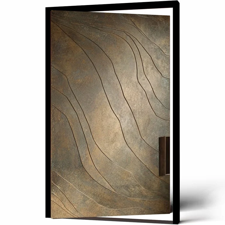 Basalt sculpted wood door