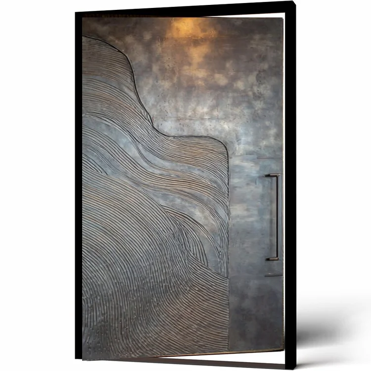 Obsidian sculpted wood door