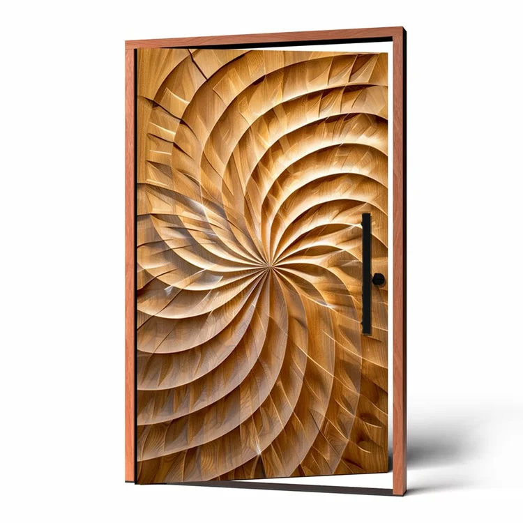 Fractal carved wood door