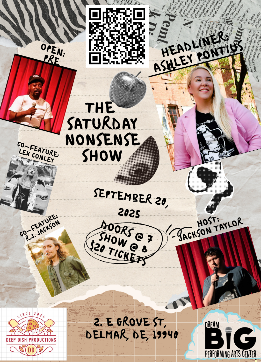 Deep Dish Productions Presents: “The Saturday Nonsense Show!” Saturday, September 20th - Doors Open 7 pm; Show 8 pm