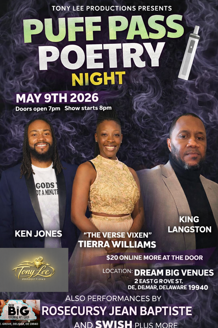 Puff, Pass, Poetry Night - Saturday, May 9th at 8 PM 