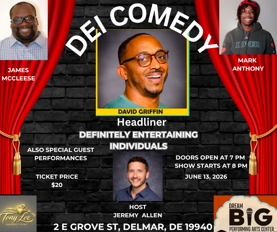 DEI COMEDY: Definitely Entertaining Individuals - Saturday, June 13, 2026 - Doors 7 p.m./Show 8 p.m. 