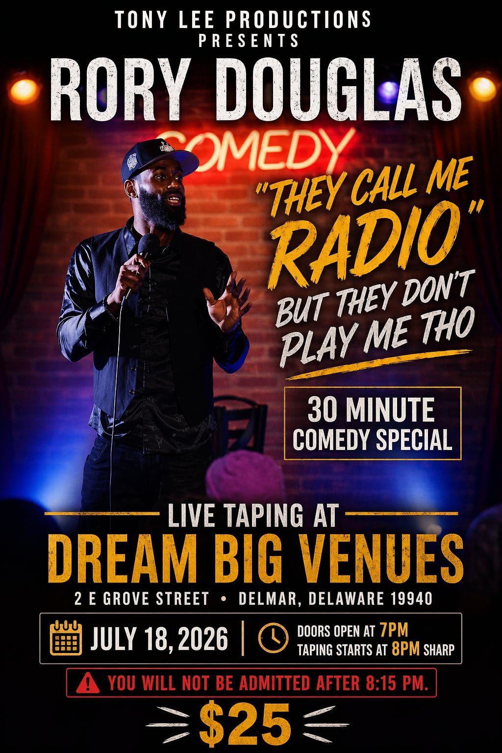 LIVE COMEDY VIDEO TAPING - Rory Douglas - Saturday, July 18, 2026 - Doors 7 p.m./Show 8 p.m. 