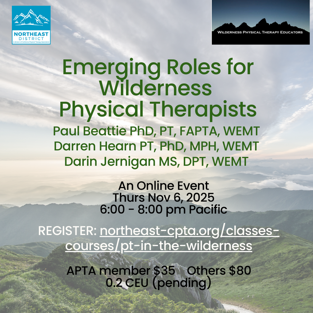 Webinar- Emerging Roles for Wilderness Physical Therapists