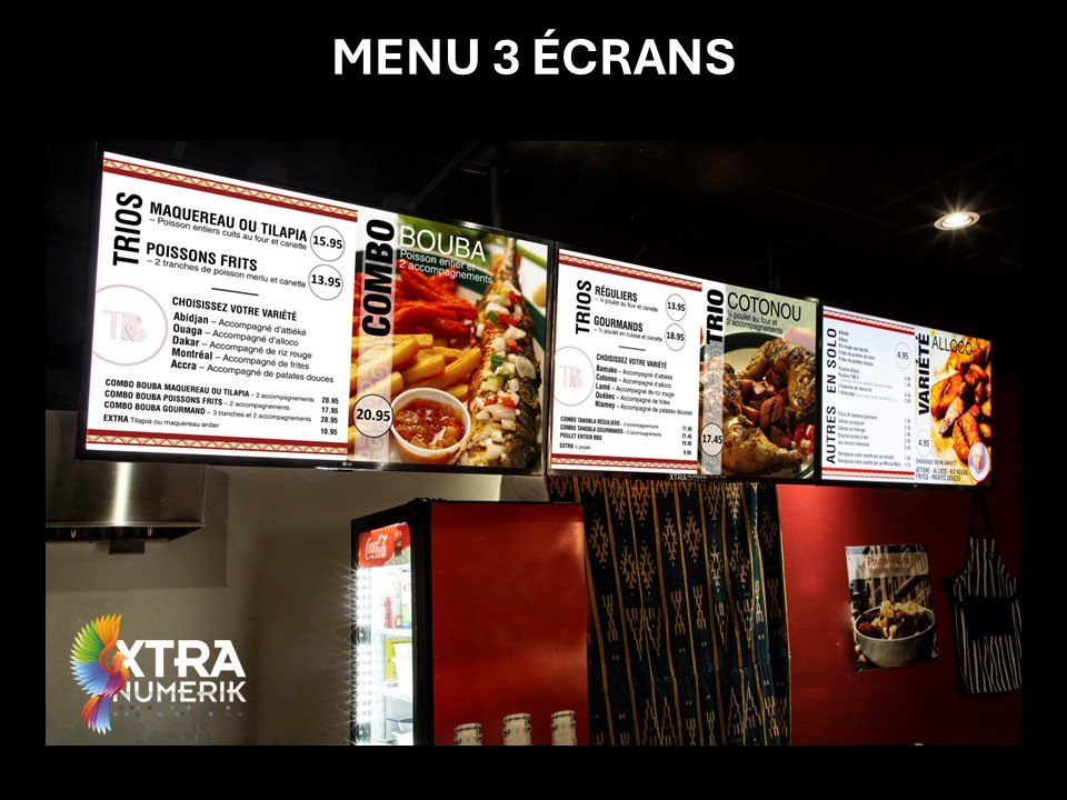 Resto Rick's menu numérique publicitaire