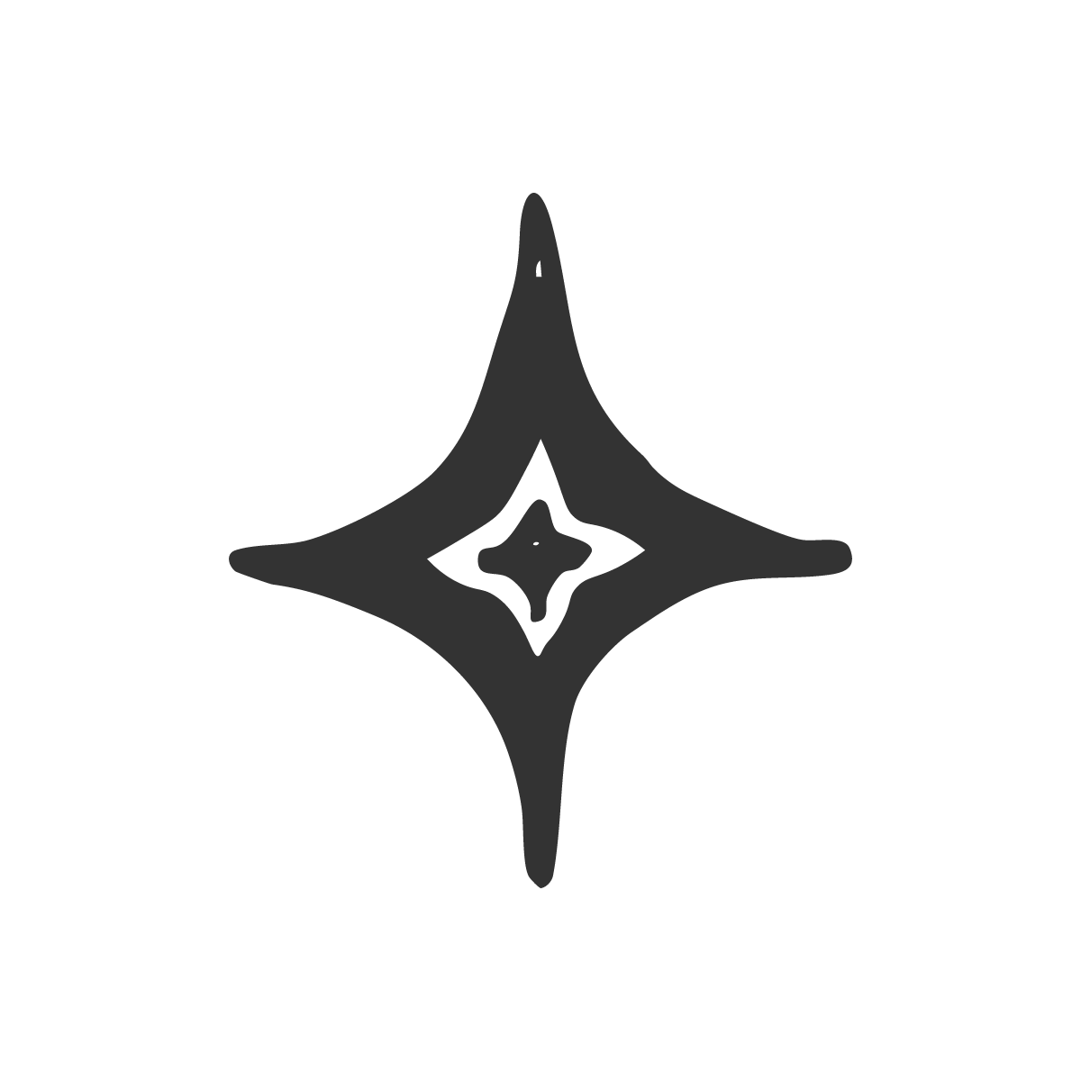 A stylized black and gray star-shaped logo with sharp points and a smaller star inside.