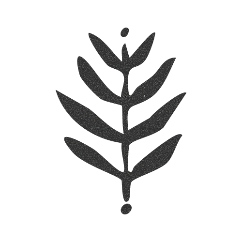 Black silhouette of a stylized plant or leaf pattern on a white background