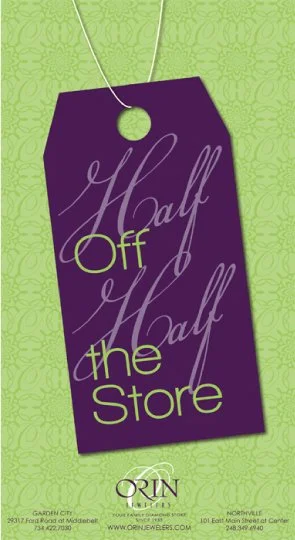 jewelry store half off sale postcard